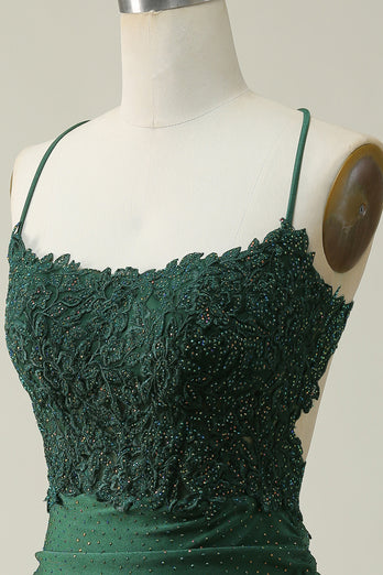 Halter Dark Green Short Prom Dress with Beading