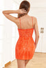 Load image into Gallery viewer, Sparkly Orange Sequins Tight Party Dress