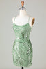 Load image into Gallery viewer, Green Bodycon Lace Up Sequined Short Party Dress