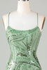 Load image into Gallery viewer, Green Bodycon Lace Up Sequined Short Party Dress