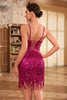 Load image into Gallery viewer, Sheath Spaghetti Straps Blue Sequins 1920s Party Dress with Tassel