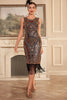 Load image into Gallery viewer, Sparkly Black Golden Sequins 1920s Gatsby Dress with Fringes