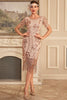 Load image into Gallery viewer, Sparkly Blush Fringed 1920s Flapper Dress