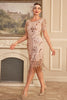 Load image into Gallery viewer, Sparkly Blush Fringed 1920s Flapper Dress