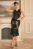 Load image into Gallery viewer, Sparkly Black Green Sequins 1920s Flapper Dress with Fringes