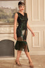 Load image into Gallery viewer, Sparkly Black Green Sequins 1920s Flapper Dress with Fringes