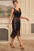 Load image into Gallery viewer, Sparkly Black Sleeveless Sequins 1920s Flapper Dress with Fringes