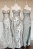 Load image into Gallery viewer, Mermaid Sweetheart Silver Prom Dress with Beading