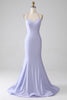 Load image into Gallery viewer, Lilac Mermaid Halter Neck Backless Long Prom Dress