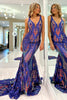 Load image into Gallery viewer, Sparkly Blue Mermaid Backless Long Prom Dress with Sequins