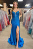 Load image into Gallery viewer, Sparkly Black Mermaid Spaghetti Straps Long Prom Dress with Slit