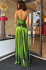 Load image into Gallery viewer, A-Line Spaghetti Straps Pleated Green Prom Dress with Slit