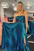 Load image into Gallery viewer, A-Line Spaghetti Straps Pleated Green Prom Dress with Slit