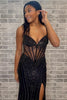 Load image into Gallery viewer, Mermaid Black Corset Prom Dress with Beading