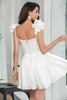 Load image into Gallery viewer, White A-Line Corset Short Graduation Dress with Ruffles