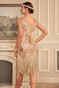 Load image into Gallery viewer, Sparkly Apricot Gatsby 1920s Dress with Sequins and Fringes