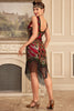 Load image into Gallery viewer, Sparkly Burgundy Sequins Fringed 1920s Great Gatsby Flapper Dress