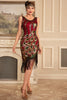 Load image into Gallery viewer, Sparkly Burgundy Sequins Fringed 1920s Great Gatsby Flapper Dress