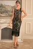 Load image into Gallery viewer, Sparkly Dark Green Sequins Fringed 1920s Flapper Dress