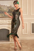 Load image into Gallery viewer, Sparkly Dark Green Sequins Fringed 1920s Flapper Dress