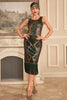 Load image into Gallery viewer, Sparkly Dark Green Sequins Fringed 1920s Flapper Dress