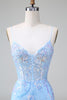 Load image into Gallery viewer, Sparkly Blue Sequined Embroideries Tight Short Prom Dress