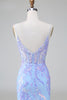 Load image into Gallery viewer, Sparkly Blue Sequined Embroideries Tight Short Prom Dress