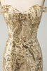 Load image into Gallery viewer, Glitter Golden Tight Corset Off-the-Shoulder Party Dress