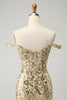 Load image into Gallery viewer, Glitter Golden Tight Corset Off-the-Shoulder Party Dress