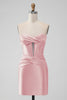 Load image into Gallery viewer, Copper Strapless Satin Bodycon Short Prom Dress