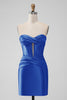 Load image into Gallery viewer, Copper Strapless Satin Bodycon Short Prom Dress