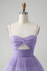 Load image into Gallery viewer, Cute Purple A Line Spaghetti Straps Tulle Tiered Party Dress