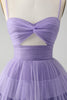 Load image into Gallery viewer, Cute Purple A Line Spaghetti Straps Tulle Tiered Party Dress