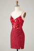 Load image into Gallery viewer, Sparkly Red Mirror Short Prom Dress With Sequins