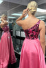 Load image into Gallery viewer, Glitter Pink One Shoulder Mirror Long Prom Dress with Slit