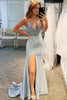 Load image into Gallery viewer, Blue Beading Prom Dress with Slit