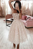 Load image into Gallery viewer, A-Line Spaghetti Strap Tea Length Pearl Pink Tulle Prom Homecoming Dress