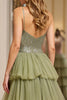 Load image into Gallery viewer, Dusty Sage A Line Tiered Long Tulle Prom Dress with Ruffles