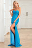 Load image into Gallery viewer, Sweetheart Blue Long Prom Dress with Slit