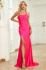 Load image into Gallery viewer, Halter Fuchsia Long Prom Dress with Slit