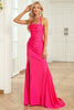 Load image into Gallery viewer, Halter Fuchsia Long Prom Dress with Slit