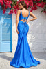 Load image into Gallery viewer, Mermaid V-Neck Blue Long Prom Dress with Ruffles