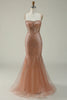 Load image into Gallery viewer, Sparkly Mermaid Spaghetti Straps Blush Corset Prom Dress