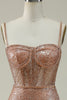 Load image into Gallery viewer, Sparkly Mermaid Spaghetti Straps Blush Corset Prom Dress