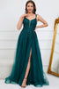 Load image into Gallery viewer, A-Line Spaghetti Straps Dark Green Ball Gown Dress with Appliques