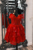 Load image into Gallery viewer, Sparkly Red Corset Tiered Lace A-Line Short Prom Dress