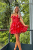 Load image into Gallery viewer, Sparkly Red Corset Tiered Lace A-Line Short Prom Dress