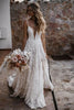 Load image into Gallery viewer, White Boho A-Line Wedding Dress with Appliques