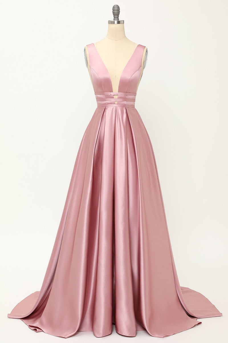 Load image into Gallery viewer, Blush Satin Long Prom Dress