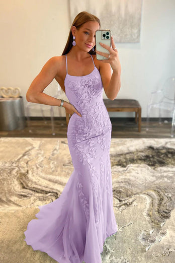 Pink Mermaid Long Prom Dress with Appliques